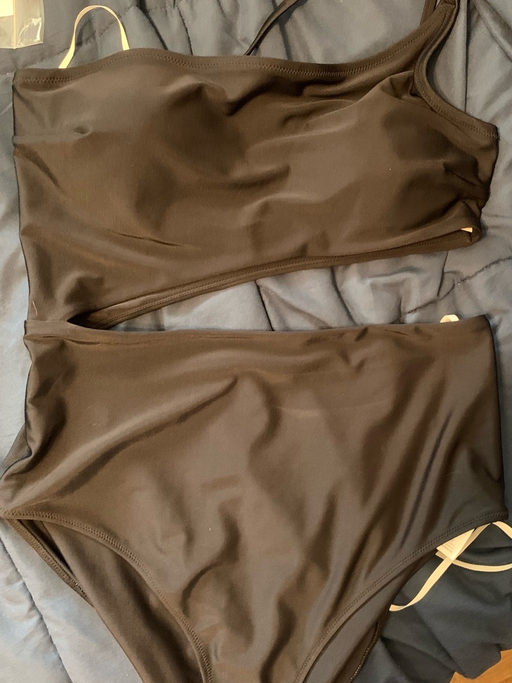 aerie Black High-Waist Bandeau Two-Piece Swim Set